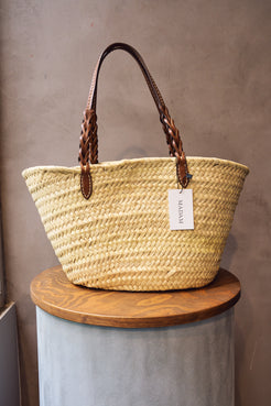 Prada Basket Bag – Natural Woven with Camel Trim