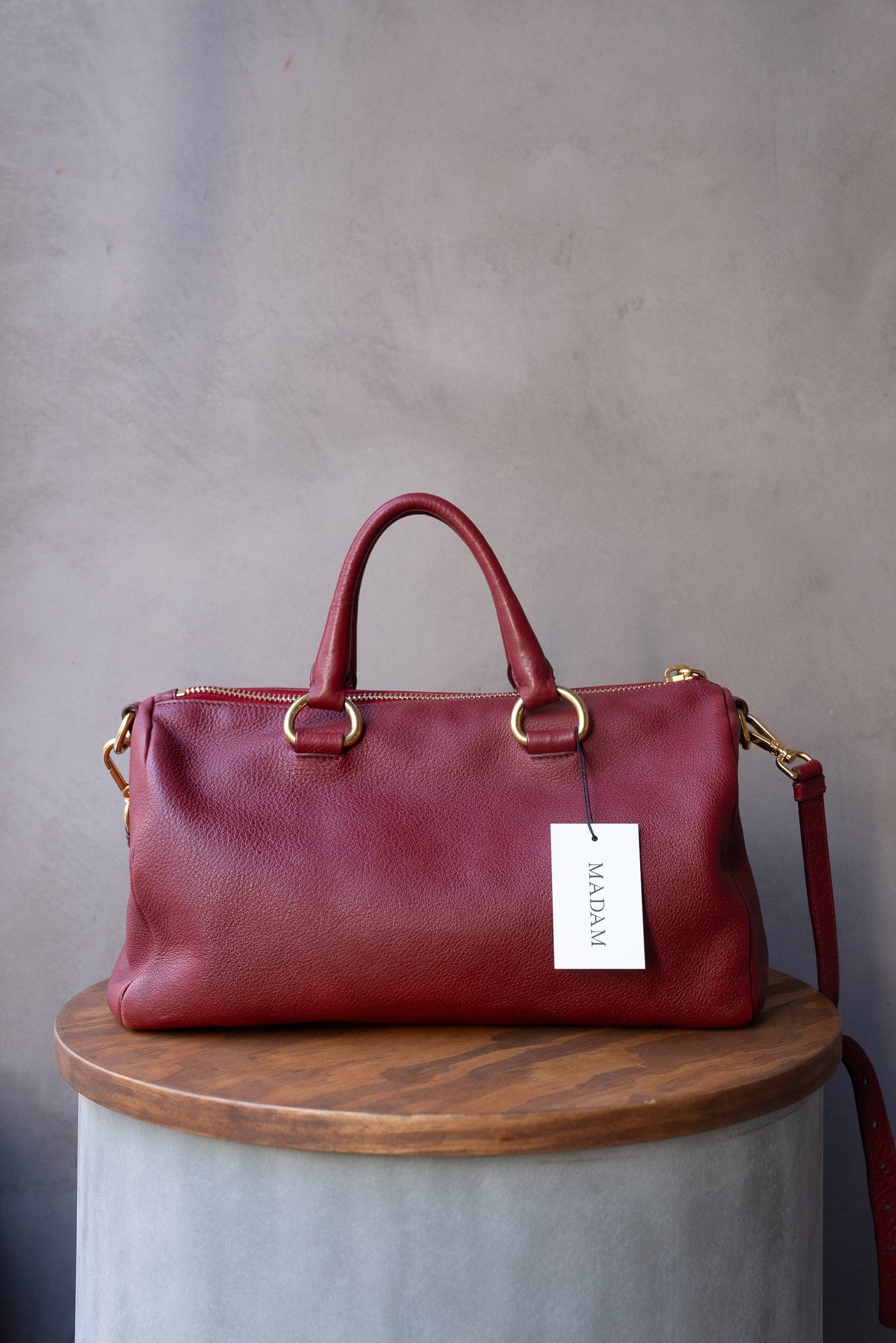 Prada Bordeaux Boston Bag