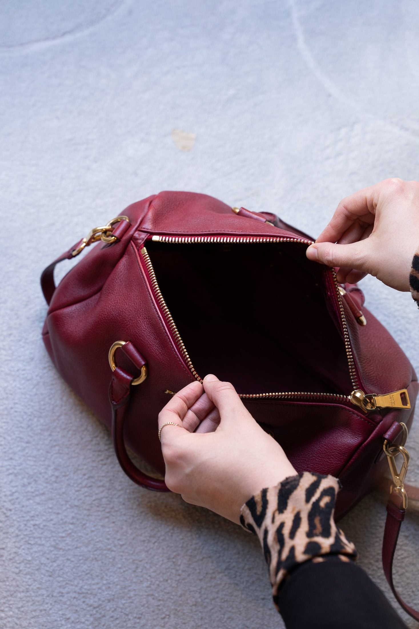 Prada Bordeaux Boston Bag