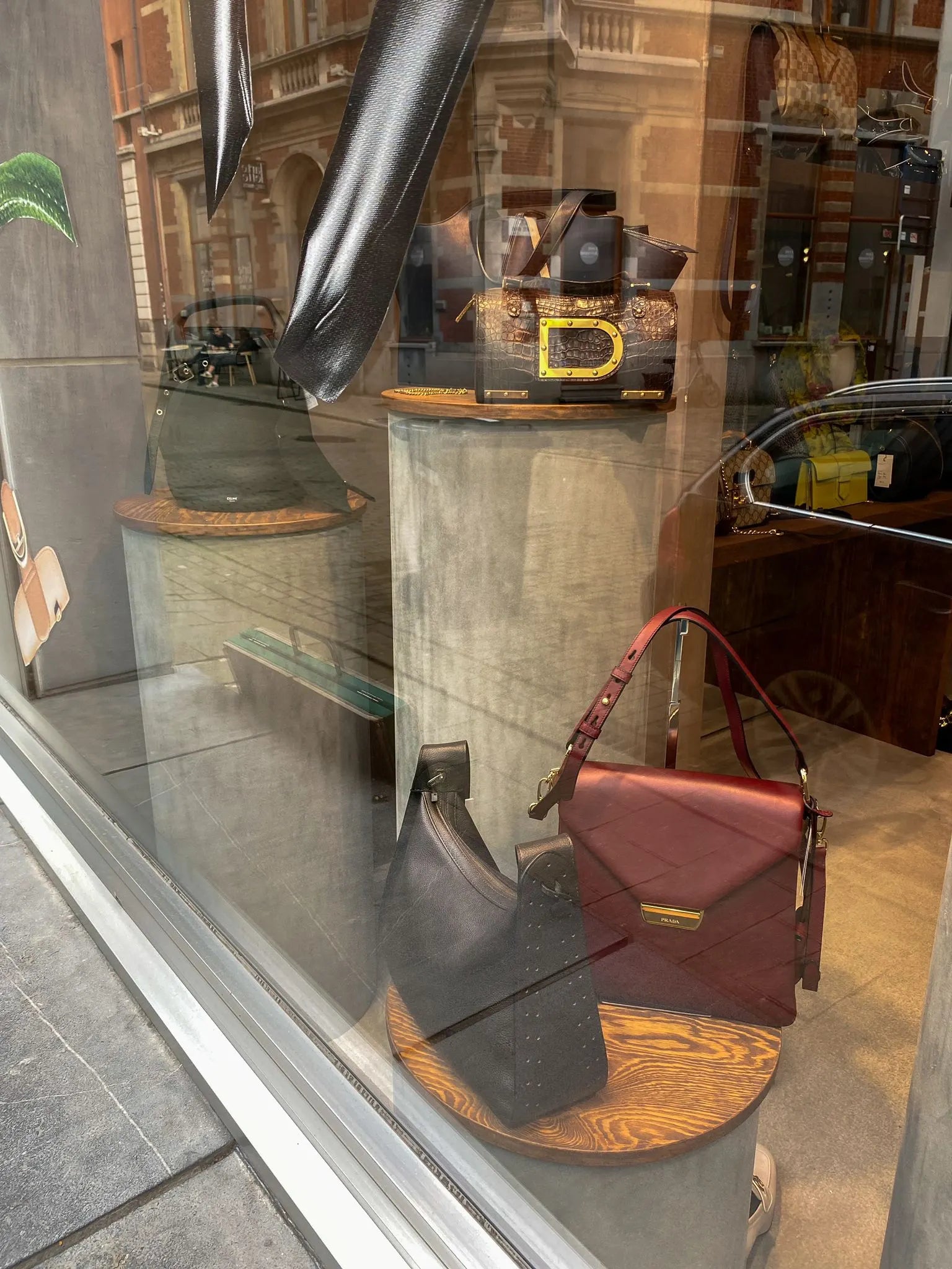 Prada Bordeaux Top Handle and Crossover Bag