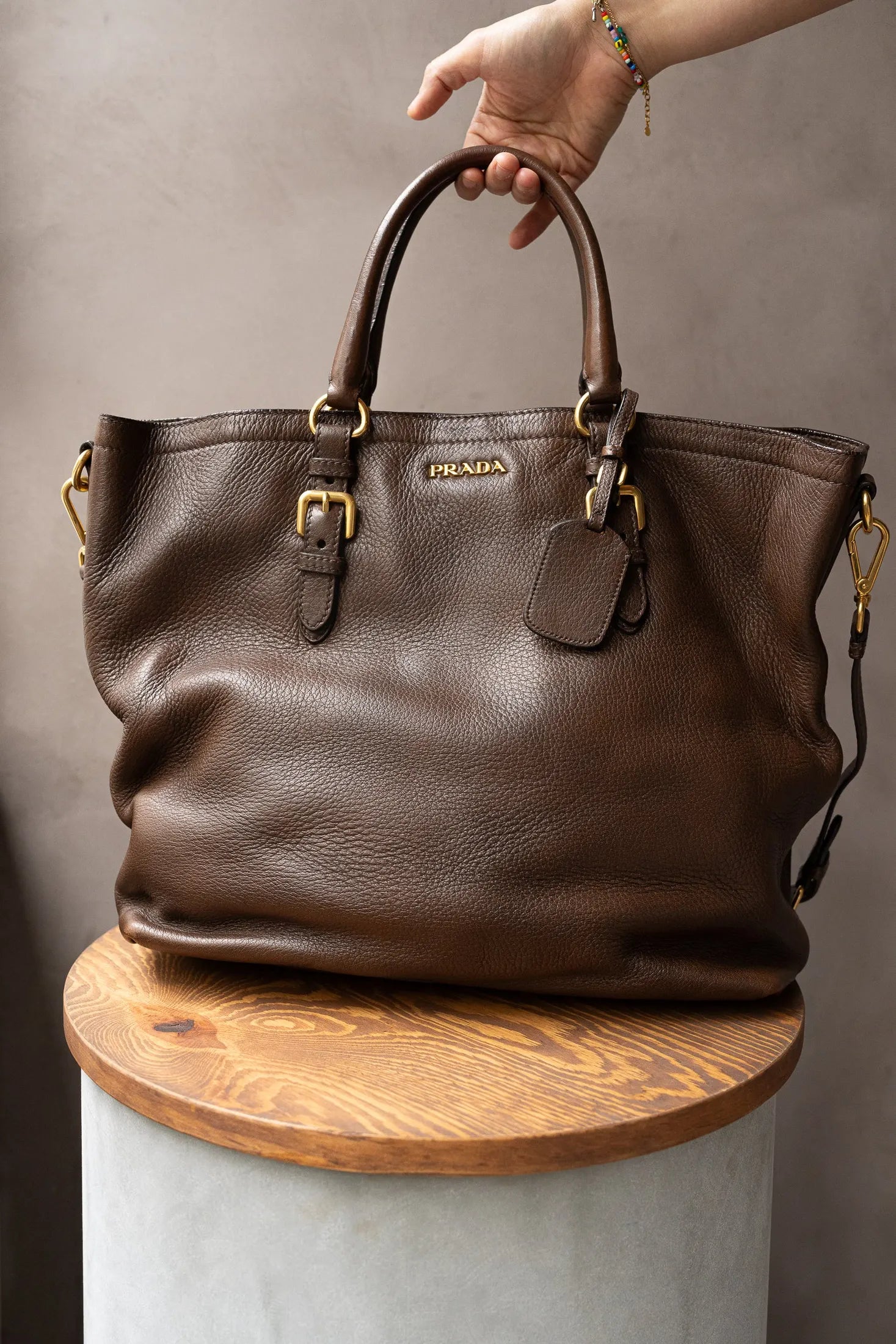 Prada Brown Deerskin Large Tote Bag