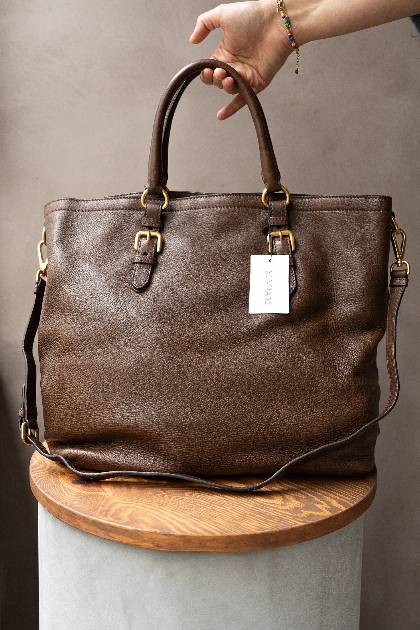 Prada Brown Deerskin Large Tote Bag