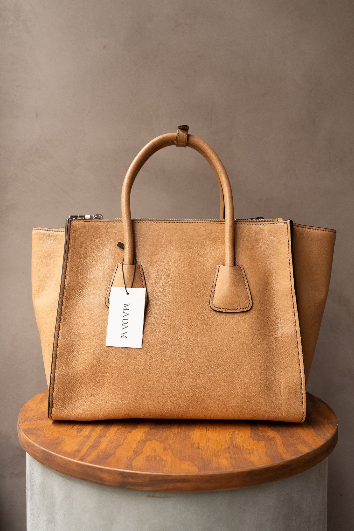 Prada Camel Top Handle Bag