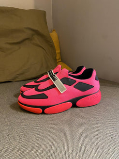 Prada Cloudbust Thunder Sneakers in Neon Pink