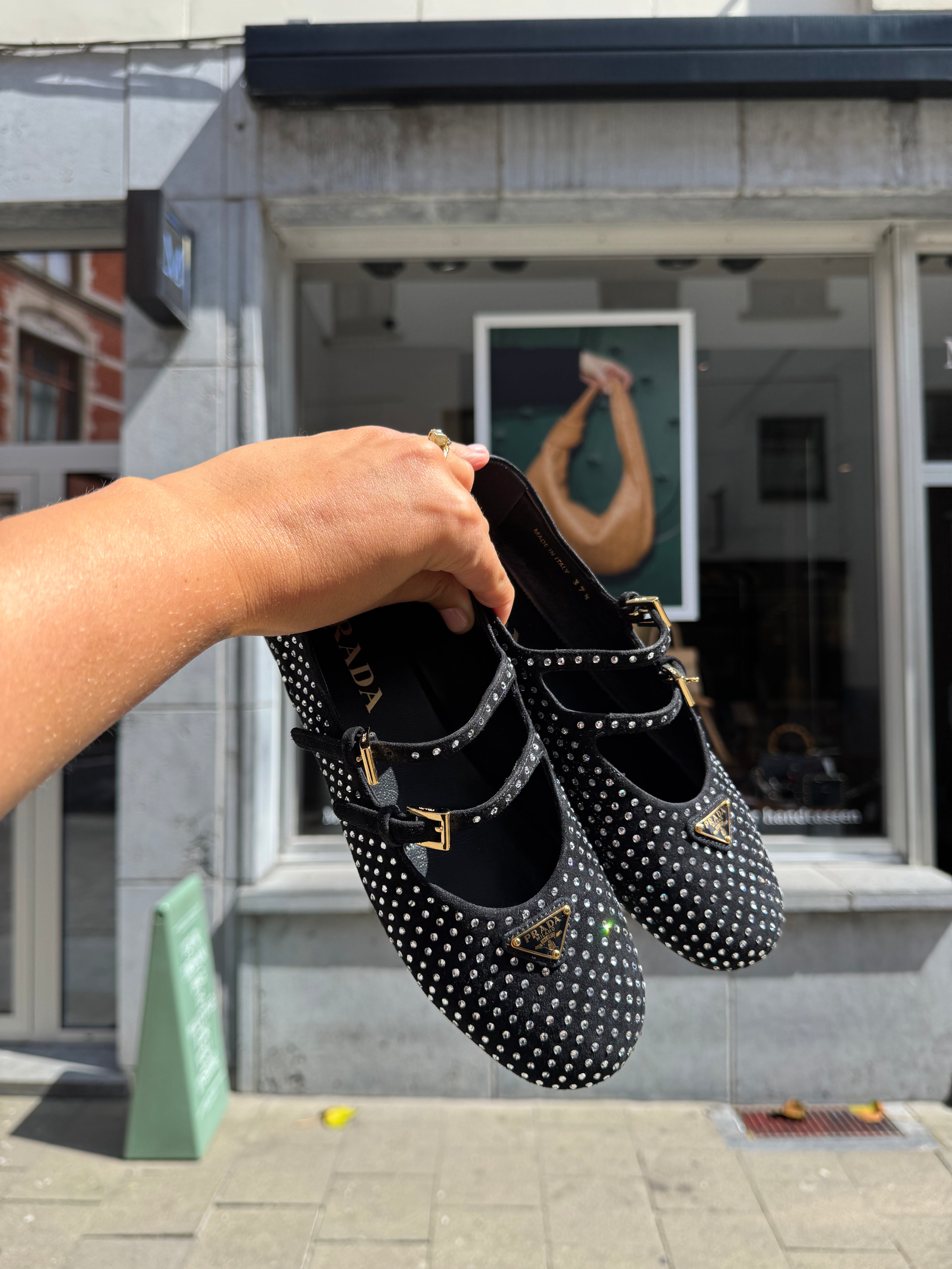 Prada Crystal Embellished Ballerina Flats