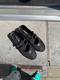 Prada Crystal Embellished Ballerina Flats