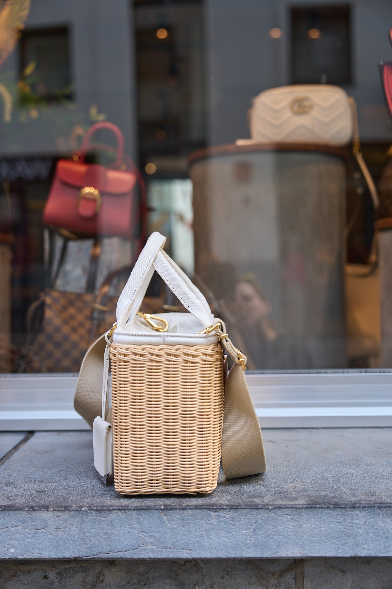 Prada Medium Wicker And Linen Blend Bag