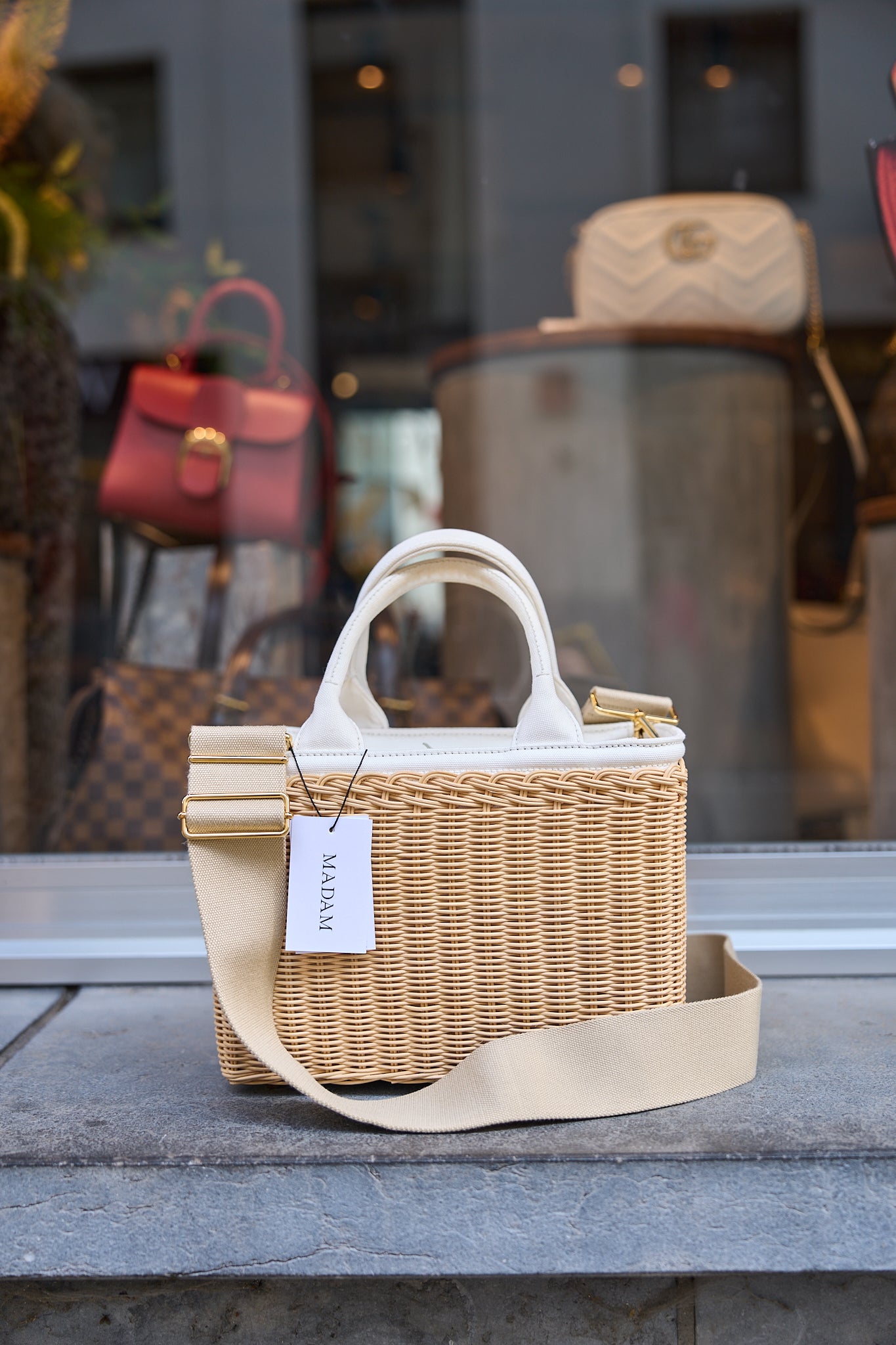 Prada Medium Wicker And Linen Blend Bag