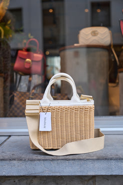 Prada Medium Wicker And Linen Blend Bag