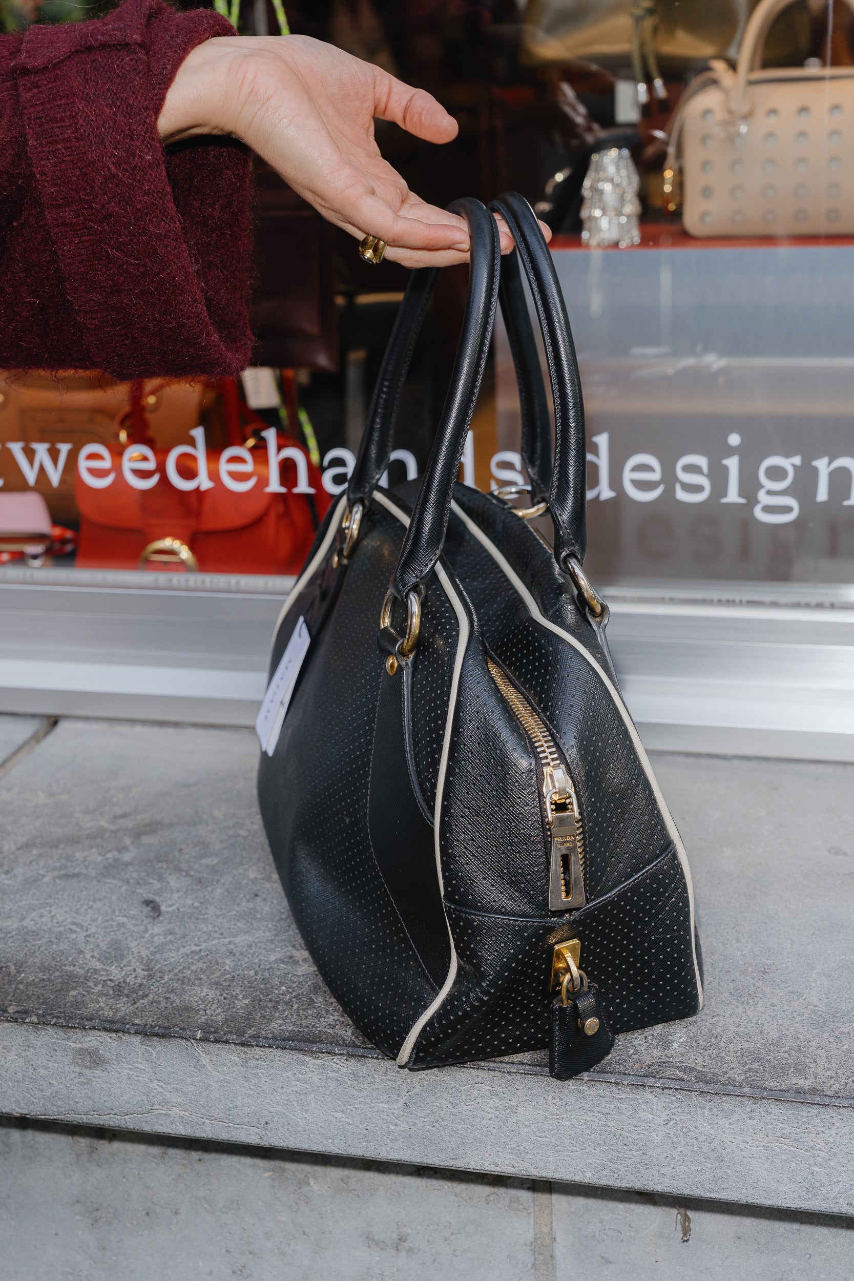 Prada Perforated Bowling Bag