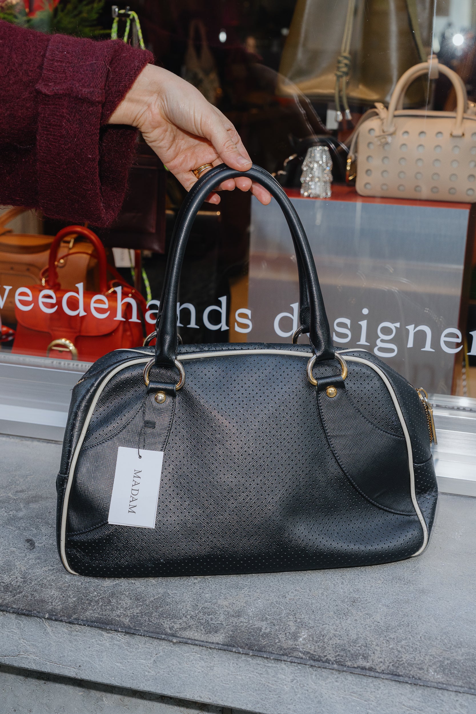Prada Perforated Bowling Bag