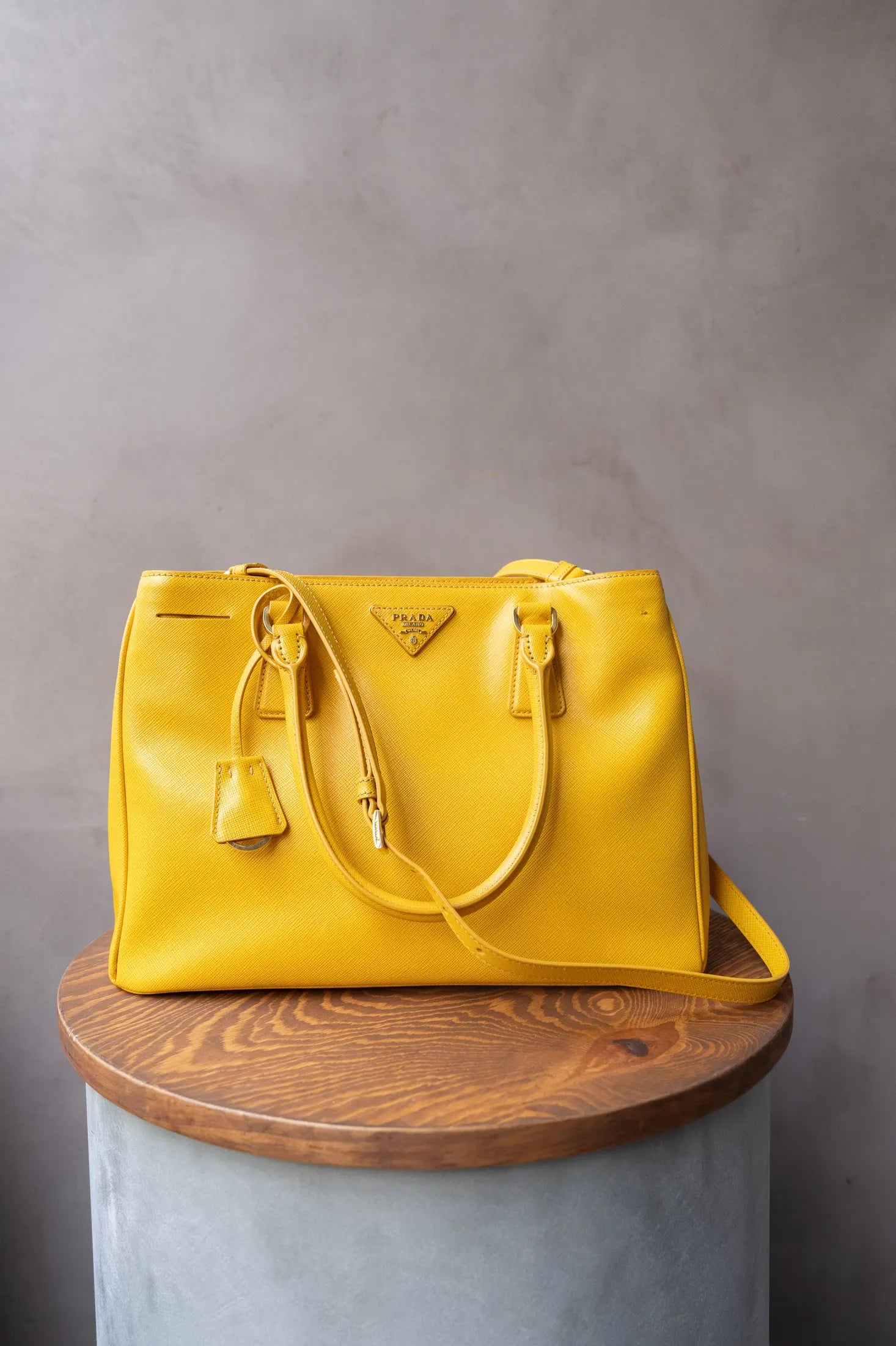 Prada yellow handbag on sale