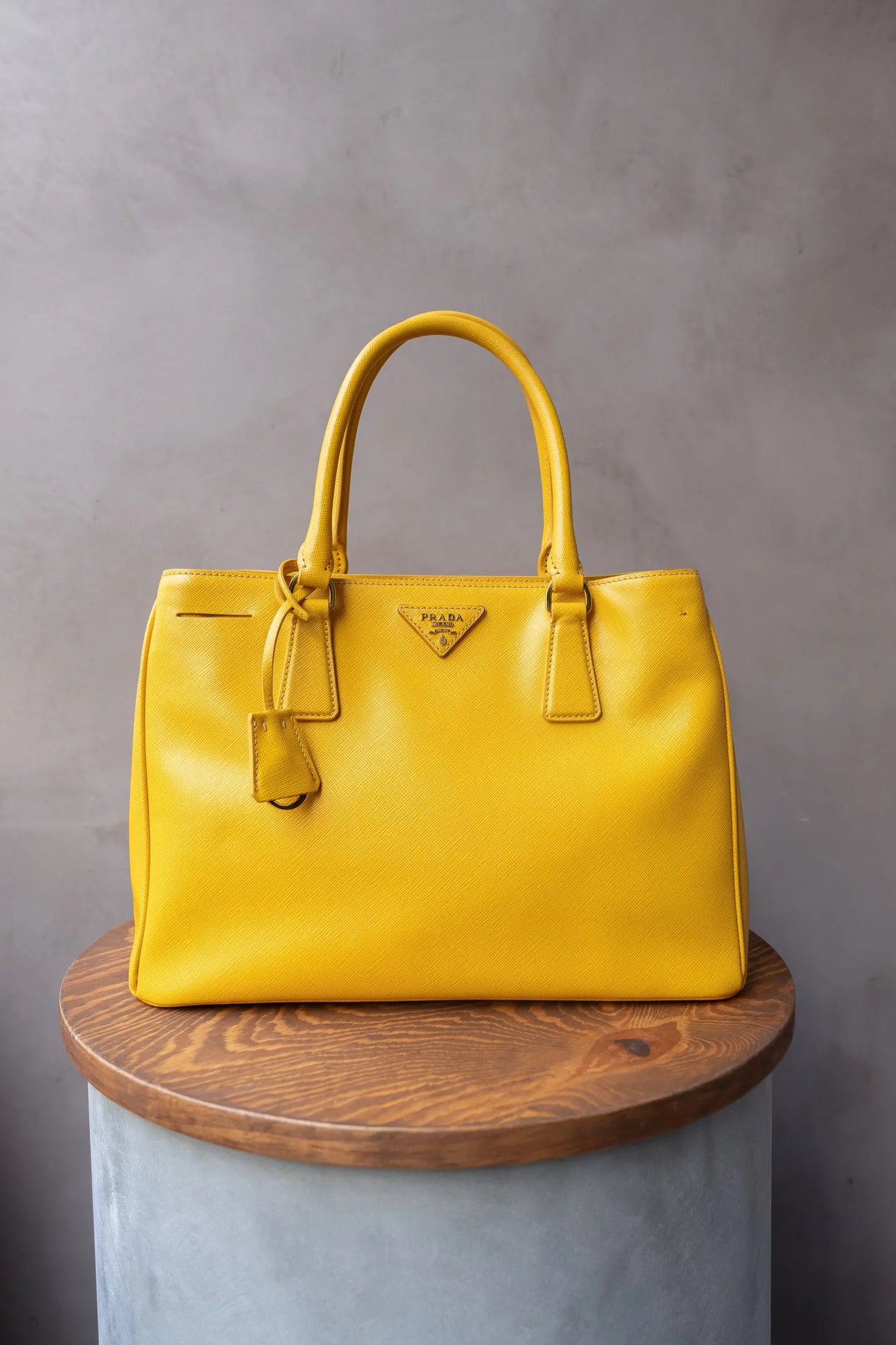 Prada Yellow Saffiano Lux Tote Bag