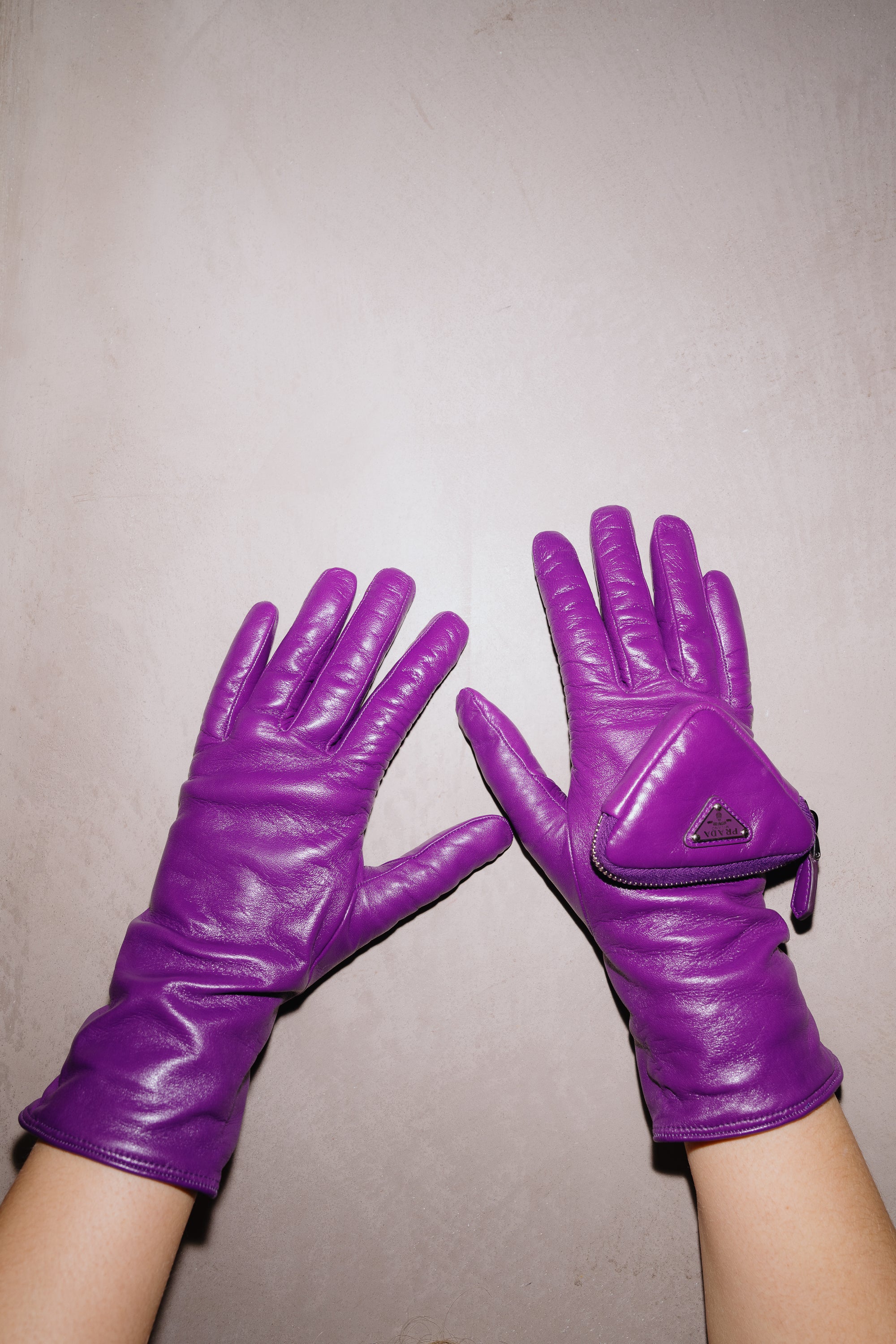 Prada Zip-Pocket Leather Gloves