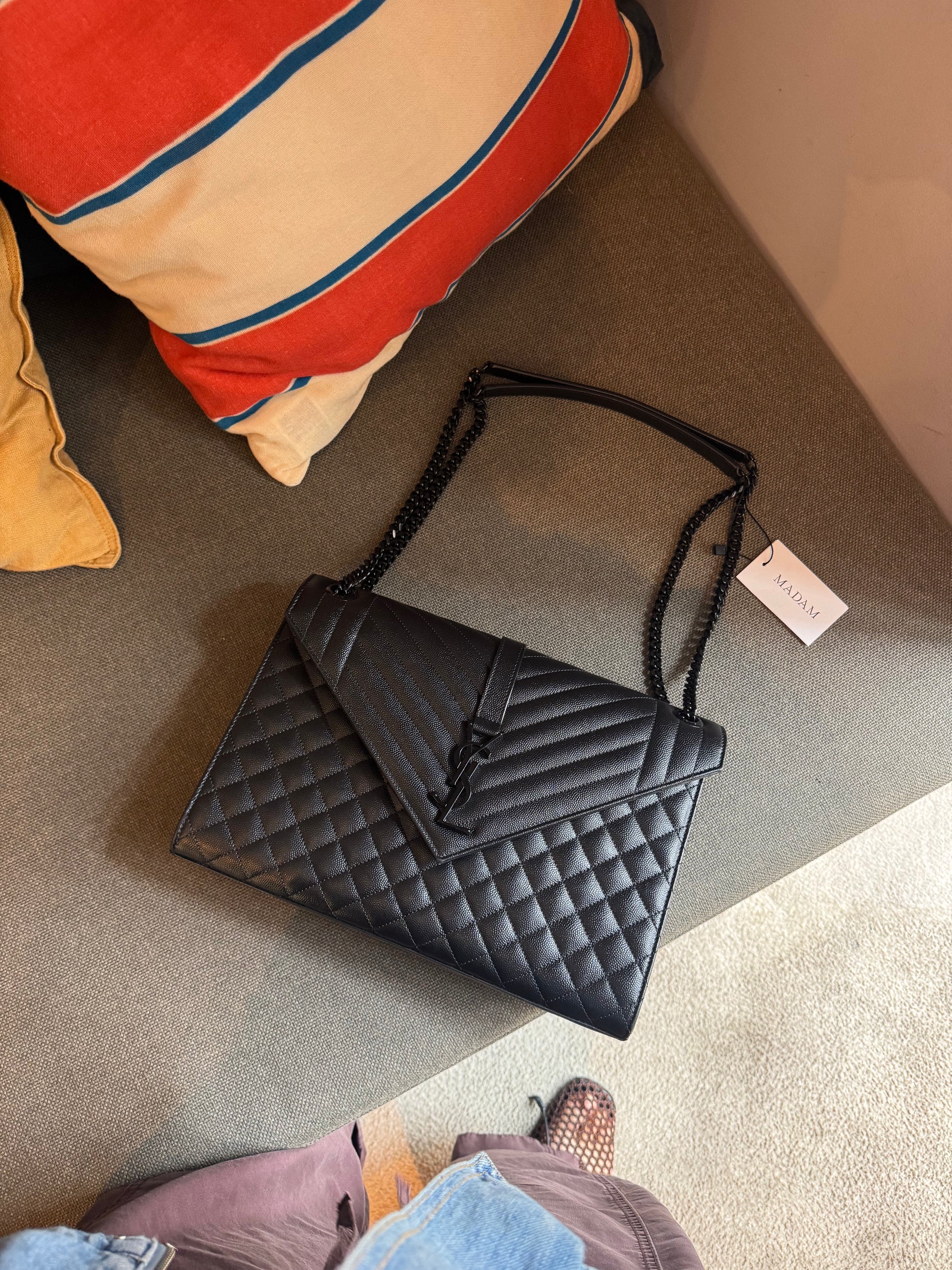 Saint Laurent Black Cassandre Envelope Bag