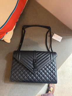Saint Laurent Black Cassandre Envelope Bag