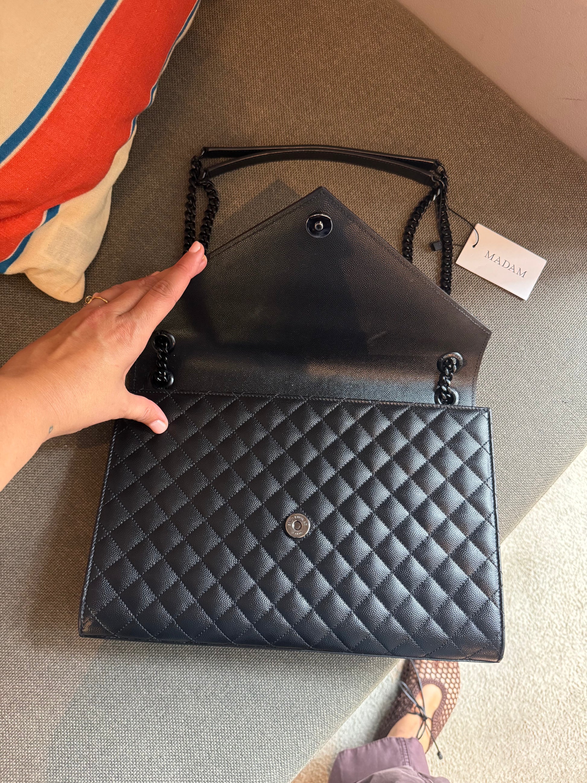 Saint Laurent Black Cassandre Envelope Bag