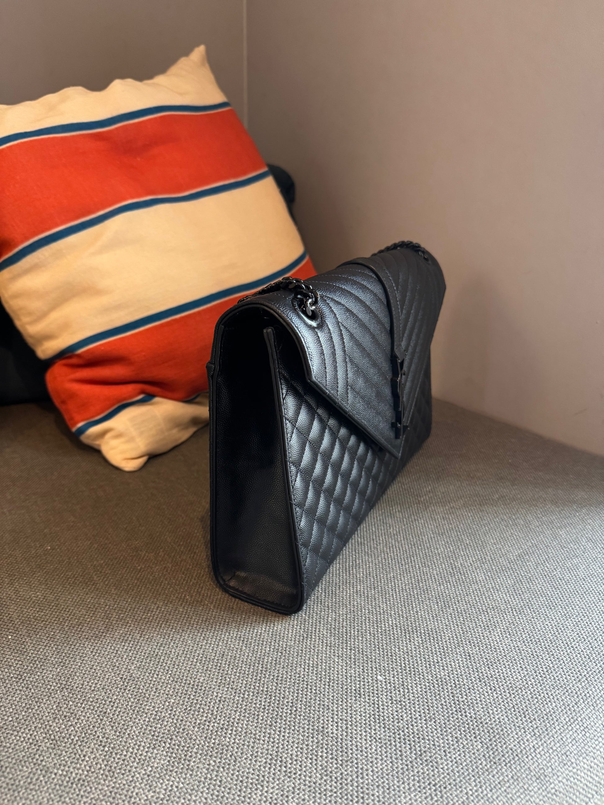 Saint Laurent Black Cassandre Envelope Bag