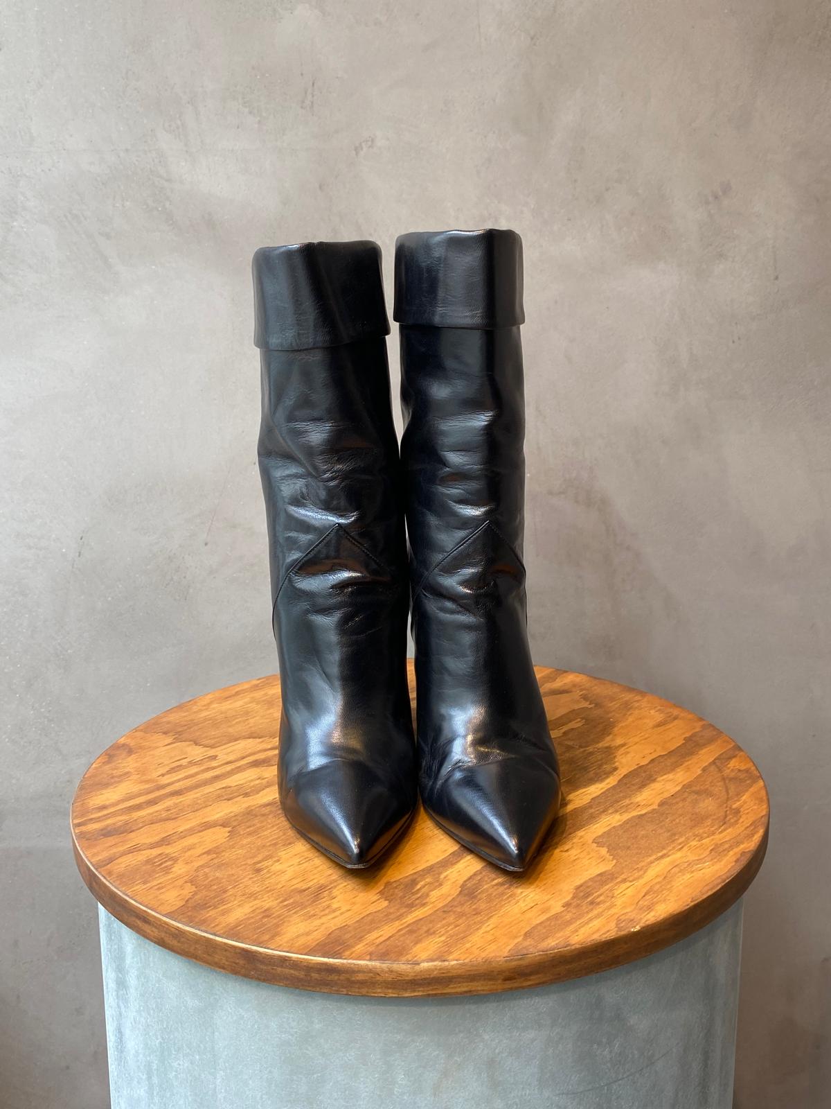Saint Laurent Black Wedge Heel Boots