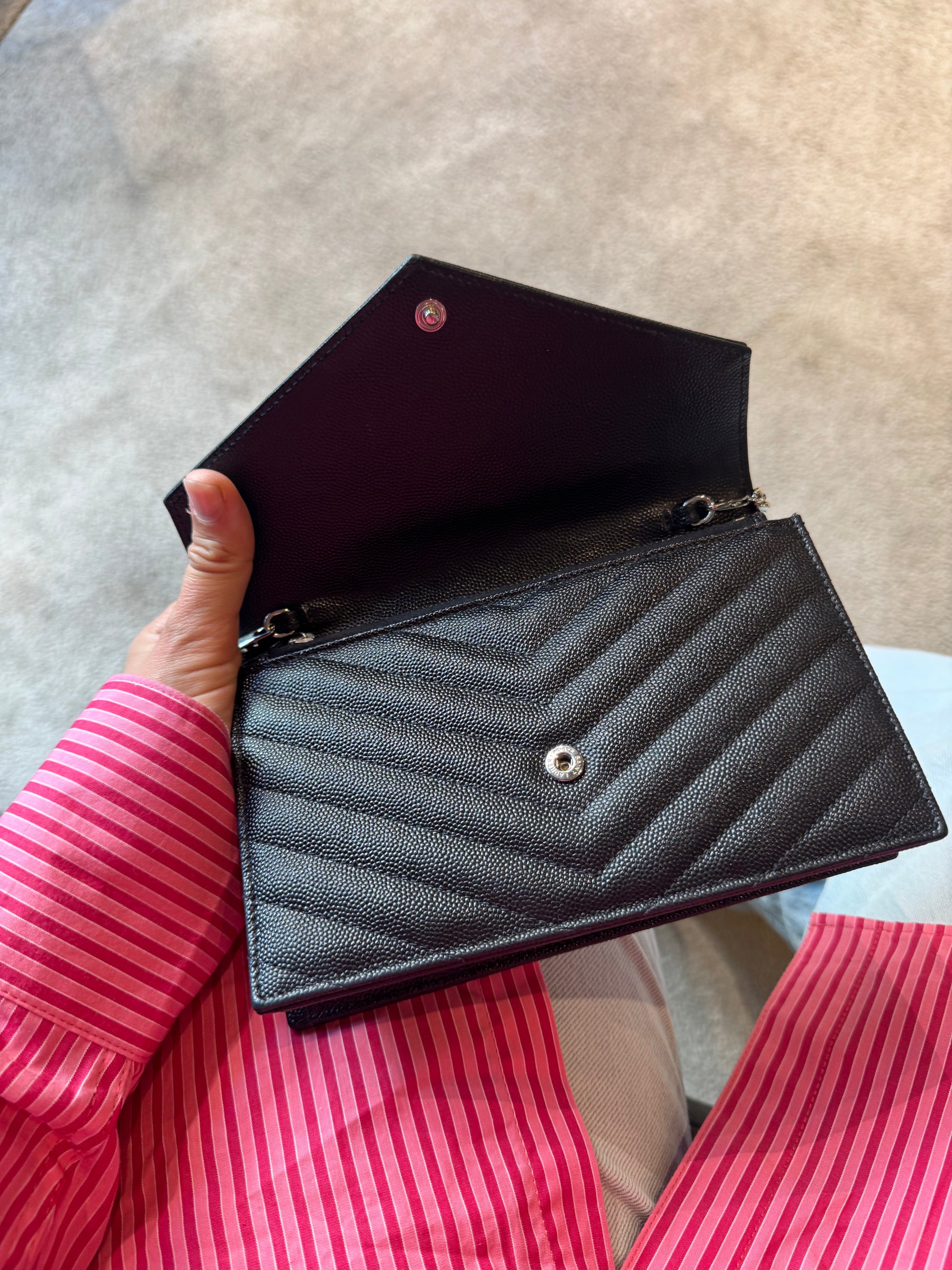 Saint Laurent Cassandre Envelope Chain Wallet