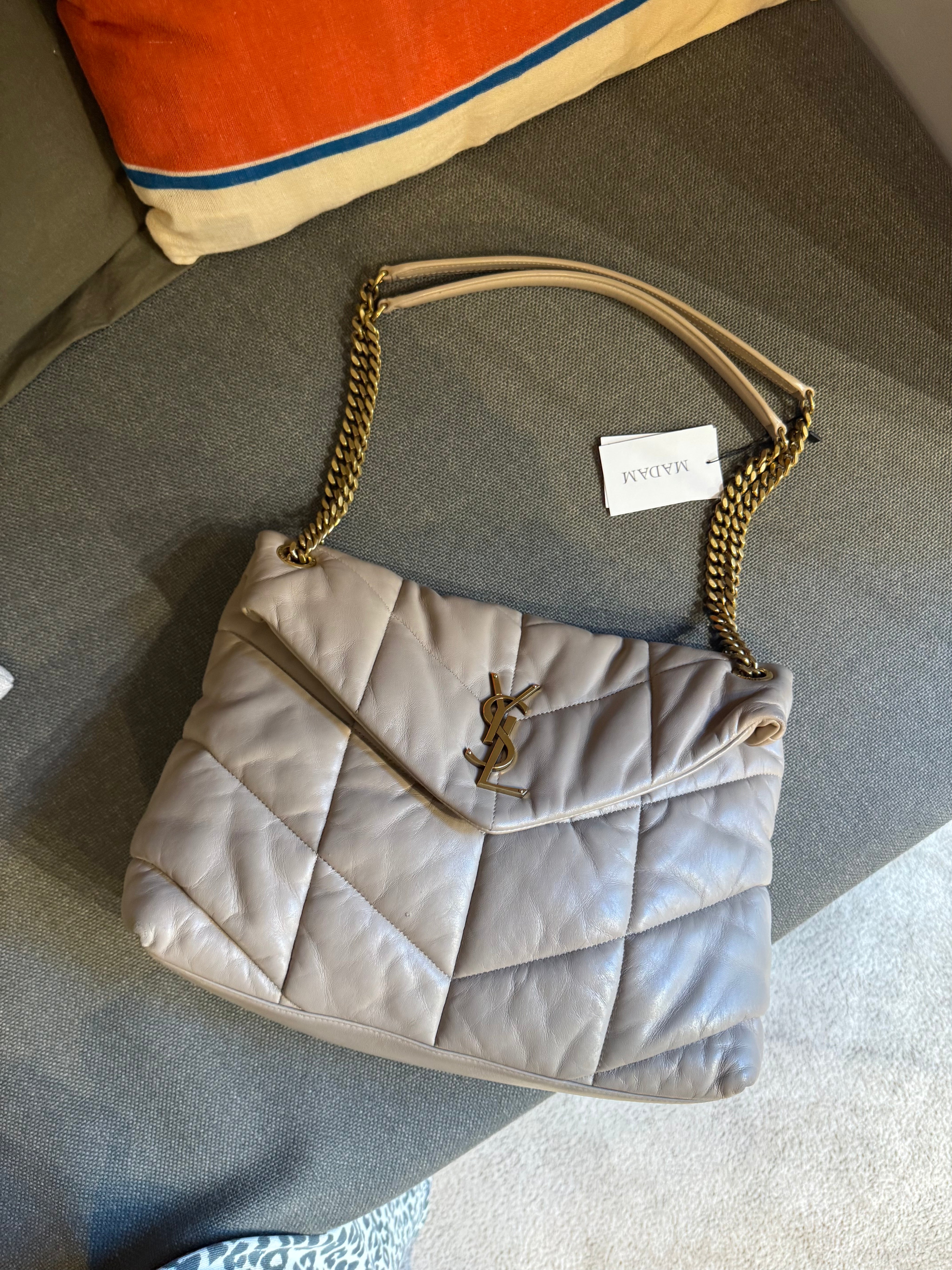 Saint Laurent Loulou Beige Puffer Medium Bag