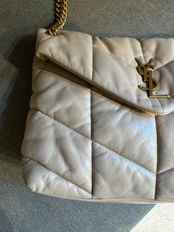 Saint Laurent Loulou Beige Puffer Medium Bag
