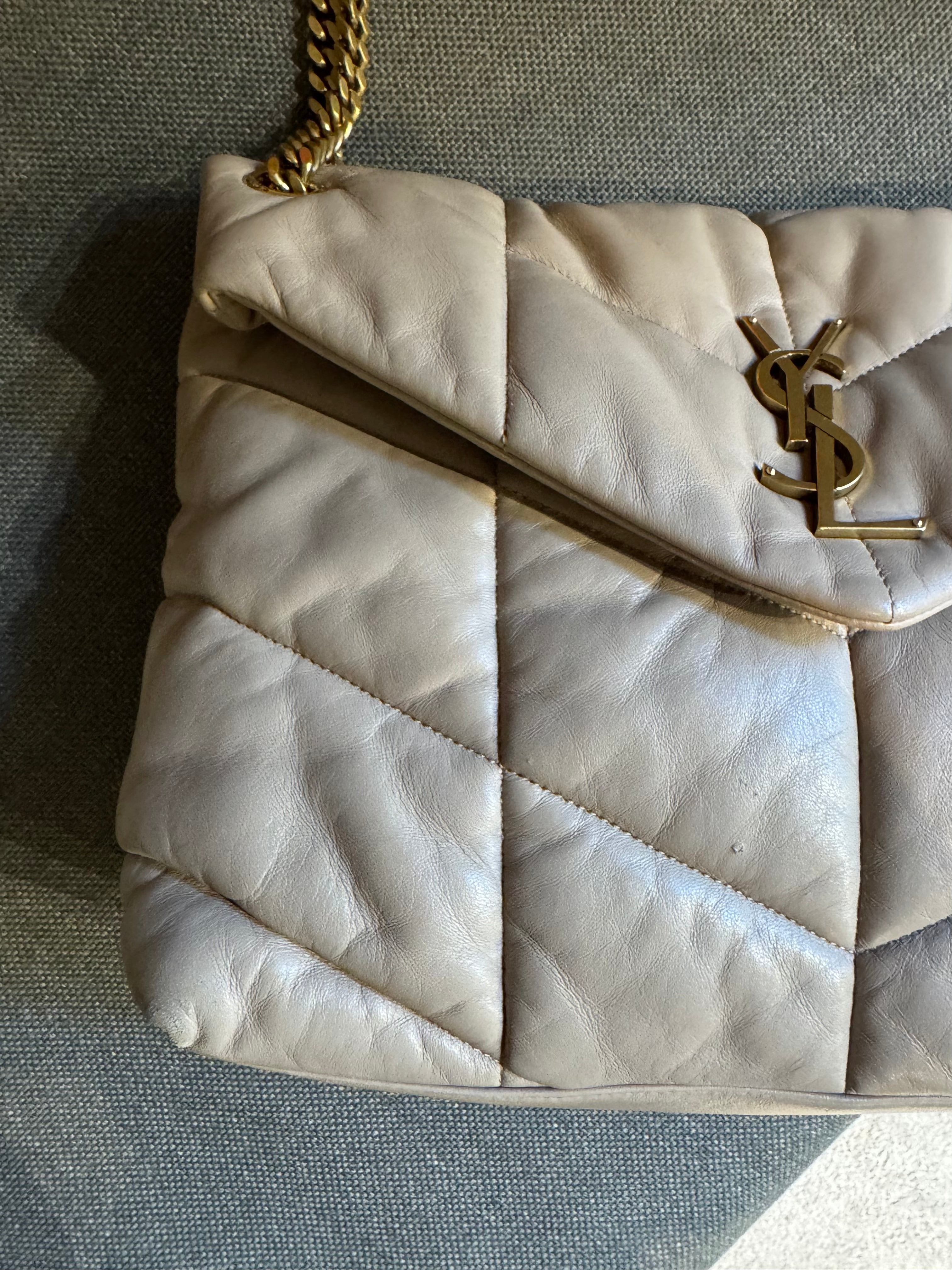 Saint Laurent Loulou Beige Puffer Medium Bag