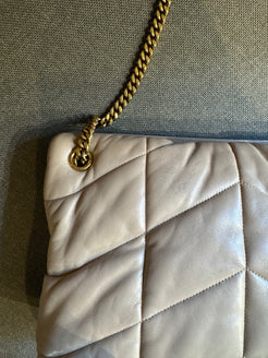 Saint Laurent Loulou Beige Puffer Medium Bag