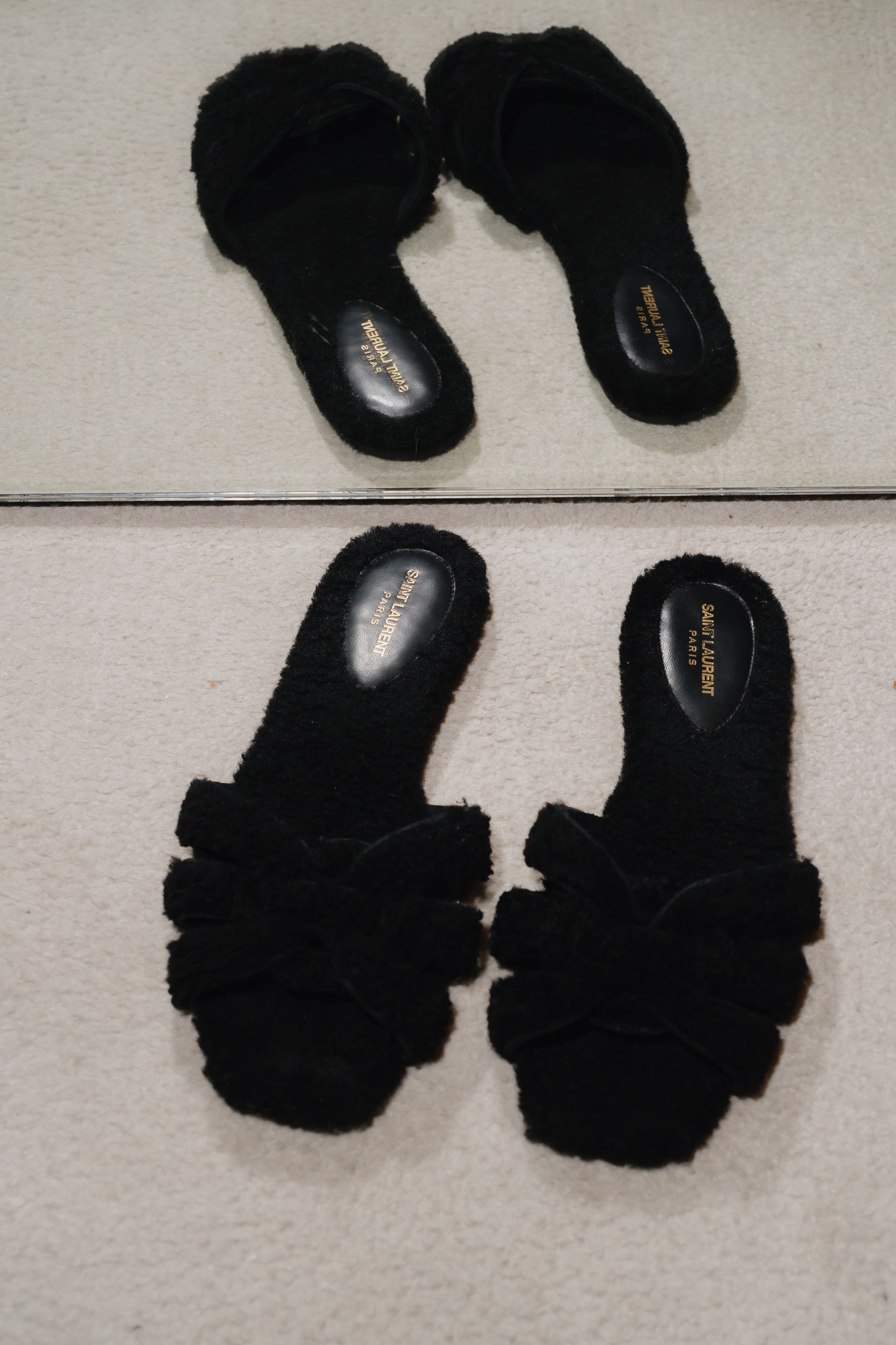 Saint Laurent Tribute Flat Henry Shearling Slippers