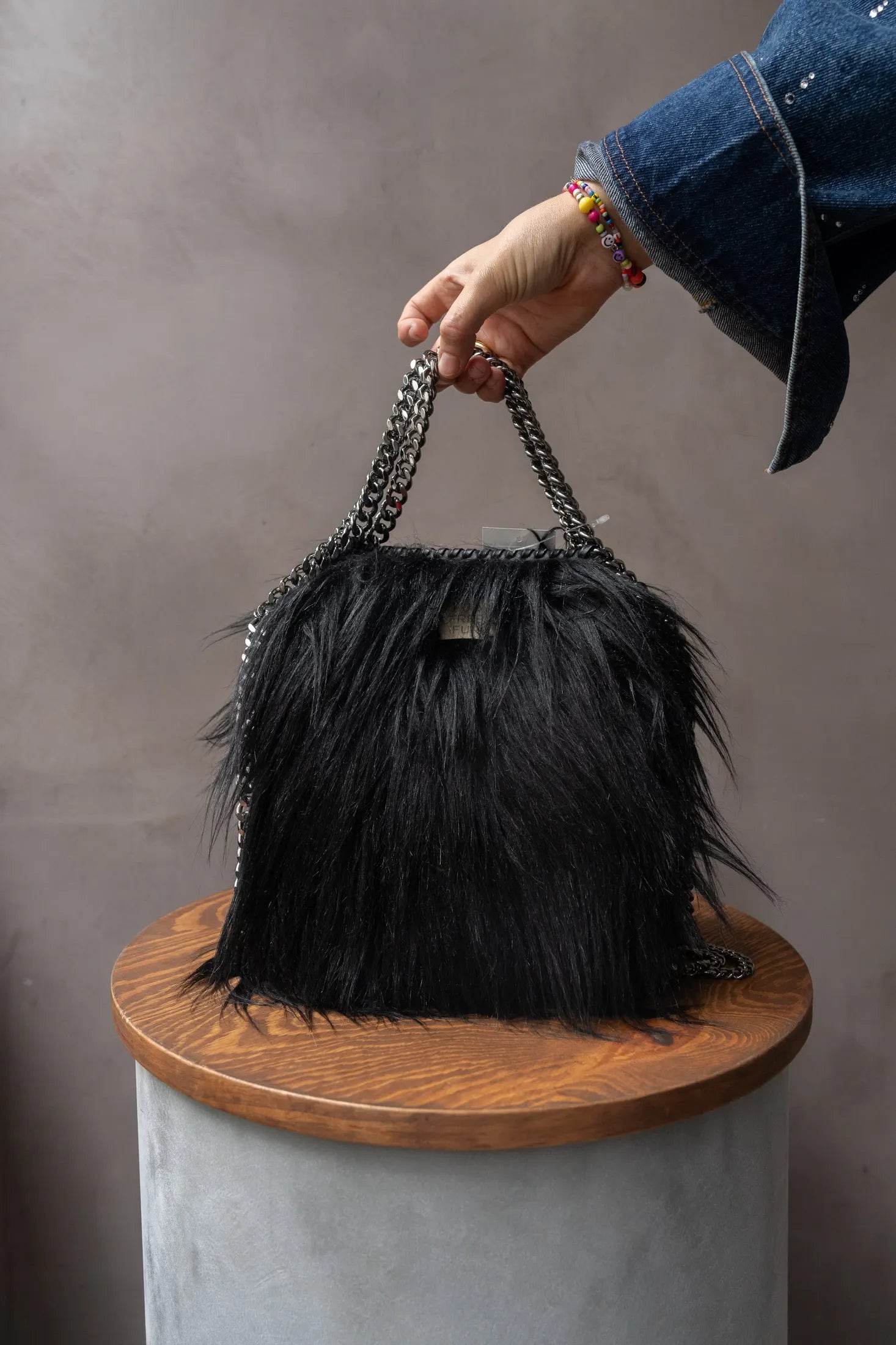 Stella Mccartney Black and Fluffy Falabella