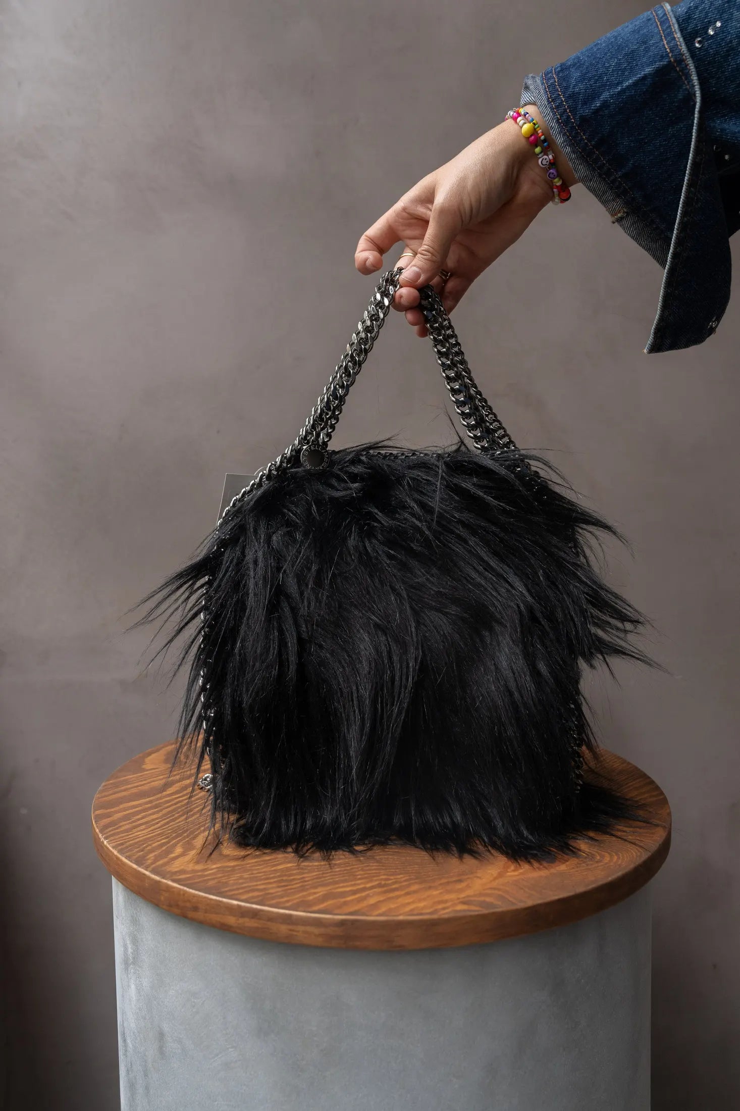 Stella Mccartney Black and Fluffy Falabella