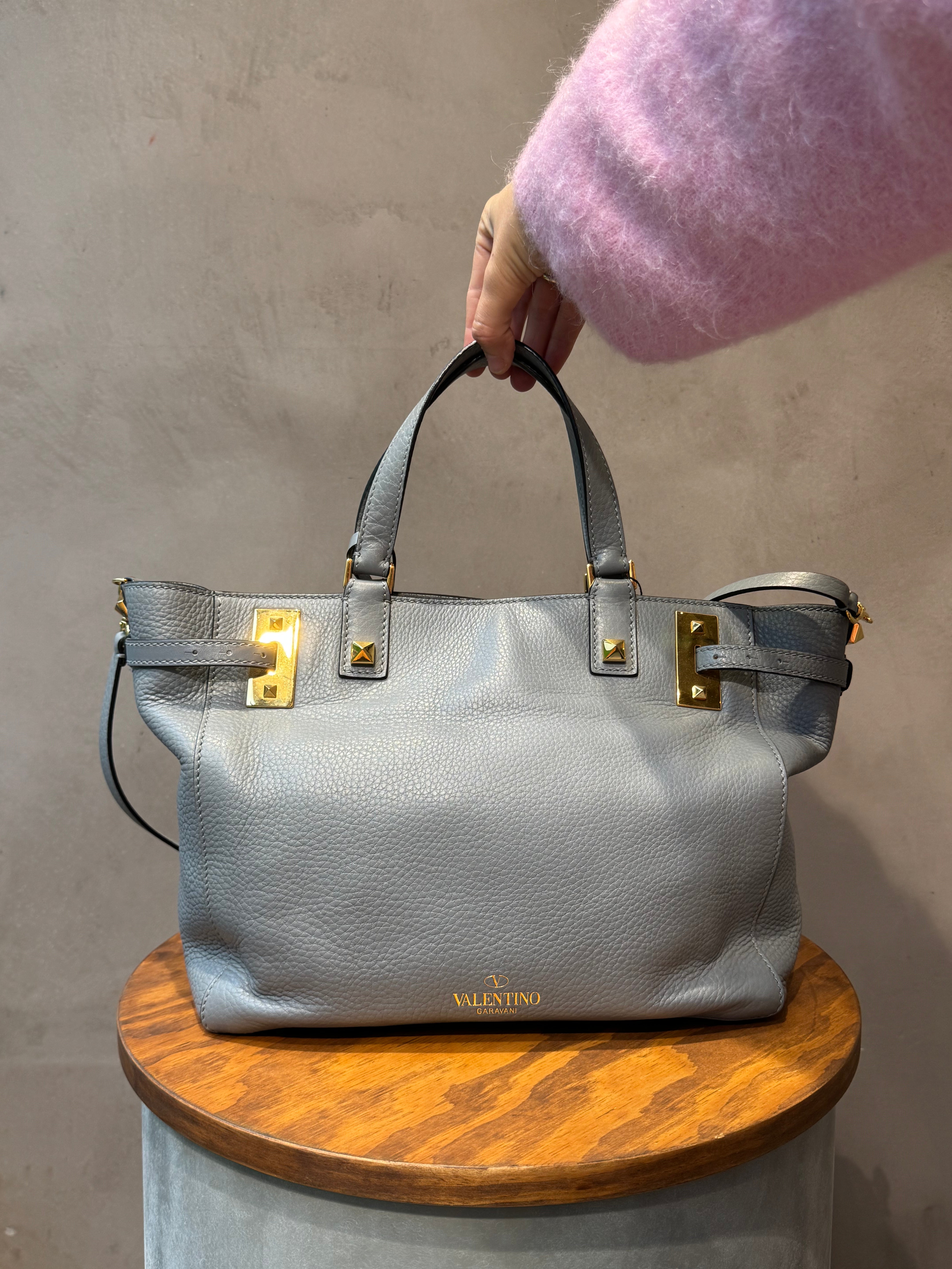 Valentino Blue-Grey Top Handle Bag