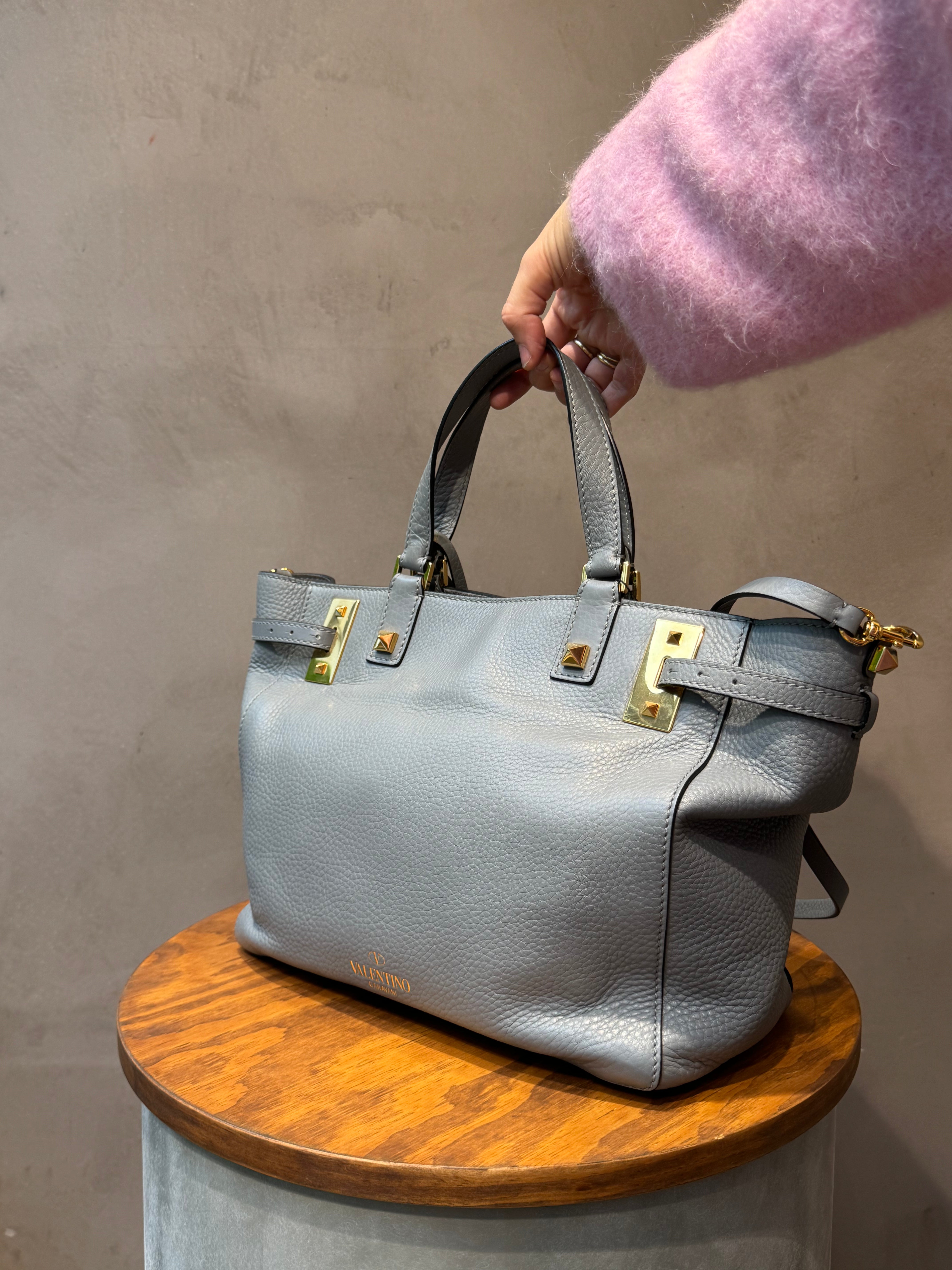 Valentino Blue-Grey Top Handle Bag